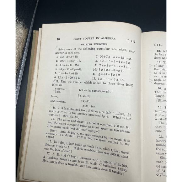 First Course in Algebra by Walter Burton Ford and Charles Ammerman 1922 - Picture 2 of 6